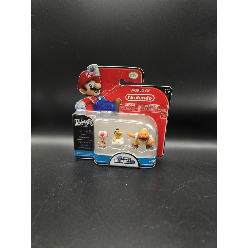 Jakks World of Nintendo Micro Land Red Toad, Lakitu, Sumo Bro ~1" Figures NEW